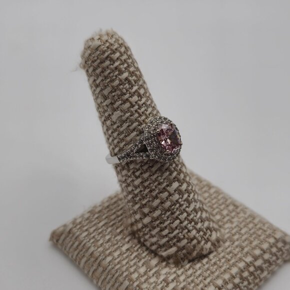 Size 7 Sterling Silver Pink Cubic Zirconia With Topaz Accents Ring A2437 - Picture 3 of 9
